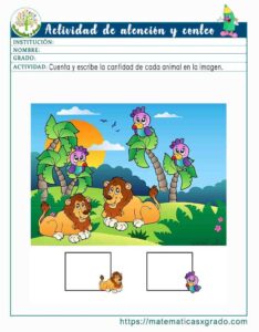 Ejercicios de conteo para preescolar para imprimir en pdf