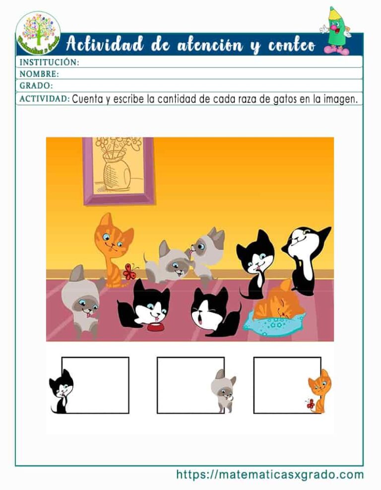 Ejercicios de conteo para preescolar para imprimir en pdf