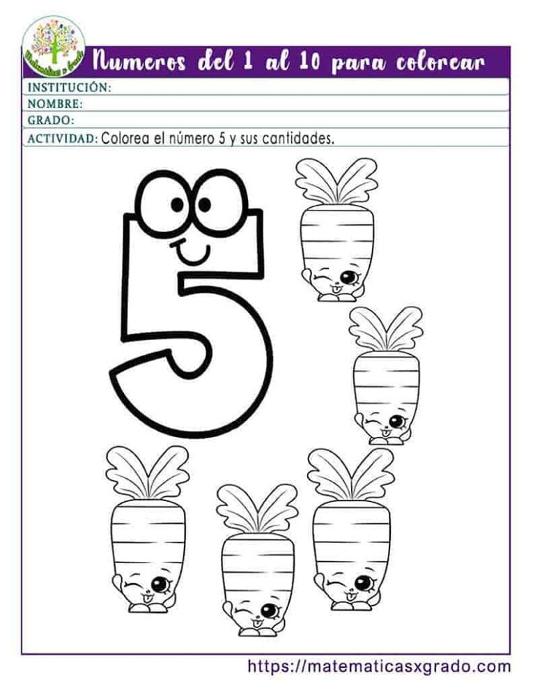 Dibujos de números del 1 al 10 para colorear [Preescolar]